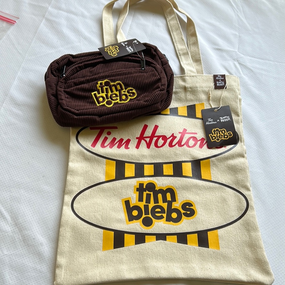 Tim Biebs Tote + Fanny Pack Tim Hortons X Justin Bieber Canada Coffee Timmies